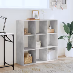 vidaXL Bookcase Bookshelf Book Rack Storage Cabinet Engineered Wood - concrete grey, 102 x 32 x 102 cm - Additional view 2