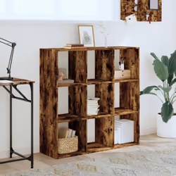 vidaXL Bookcase Bookshelf Book Rack Storage Cabinet Engineered Wood - smoked oak, 102 x 32 x 102 cm - Additional view 2