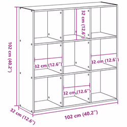 vidaXL Bookcase Bookshelf Book Rack Storage Cabinet Engineered Wood - smoked oak, 102 x 32 x 102 cm - Additional view 8