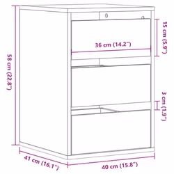 vidaXL Corner Chest of Drawers Storage Drawer Side Cabinet Engineered Wood - sonoma oak, 40 x 41 x 58 cm - Additional view 3