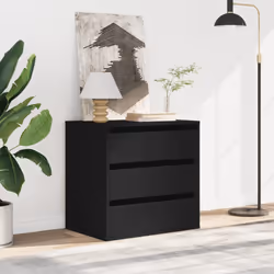 vidaXL Corner Chest of Drawers Storage Drawer Side Cabinet Engineered Wood - black, 60 x 41 x 58 cm