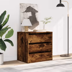 vidaXL Corner Chest of Drawers Storage Drawer Side Cabinet Engineered Wood - smoked oak, 60 x 41 x 58 cm