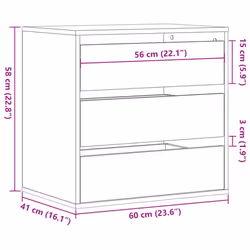 vidaXL Corner Chest of Drawers Storage Drawer Side Cabinet Engineered Wood - smoked oak, 60 x 41 x 58 cm - Additional view 9