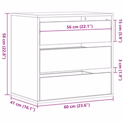 vidaXL Corner Chest of Drawers Storage Drawer Side Cabinet Engineered Wood - brown oak, 60 x 41 x 58 cm - Additional view 9