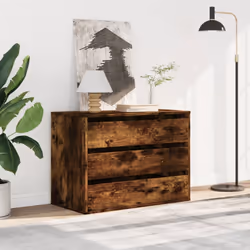 vidaXL Corner Chest of Drawers Storage Drawer Side Cabinet Engineered Wood - smoked oak, 80 x 41 x 58 cm - Additional view 2