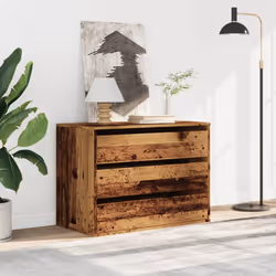 vidaXL Corner Chest of Drawers Storage Drawer Side Cabinet Engineered Wood - old wood, 80 x 41 x 58 cm