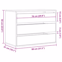 vidaXL Corner Chest of Drawers Storage Drawer Side Cabinet Engineered Wood - old wood, 80 x 41 x 58 cm