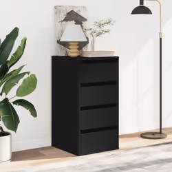 vidaXL Corner Chest of Drawers Storage Drawer Side Cabinet Engineered Wood - black, 40 x 41 x 76 cm