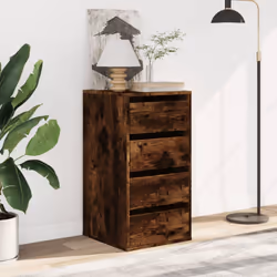 vidaXL Corner Chest of Drawers Storage Drawer Side Cabinet Engineered Wood - smoked oak, 40 x 41 x 76 cm - Additional view 2