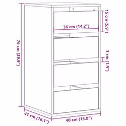 vidaXL Corner Chest of Drawers Storage Drawer Side Cabinet Engineered Wood - smoked oak, 40 x 41 x 76 cm - Additional view 3