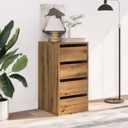 vidaXL Corner Chest of Drawers Storage Drawer Side Cabinet Engineered Wood - oak, 40 x 41 x 76 cm
