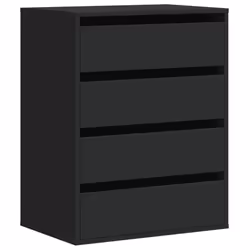 vidaXL Corner Chest of Drawers Storage Drawer Side Cabinet Engineered Wood - black, 60 x 41 x 76 cm