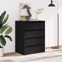 vidaXL Corner Chest of Drawers Storage Drawer Side Cabinet Engineered Wood - black, 60 x 41 x 76 cm