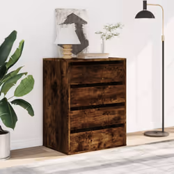 vidaXL Corner Chest of Drawers Storage Drawer Side Cabinet Engineered Wood - smoked oak, 60 x 41 x 76 cm - Additional view 2