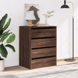 vidaXL Corner Chest of Drawers Storage Drawer Side Cabinet Engineered Wood - brown oak, 60 x 41 x 76 cm - Additional view 2