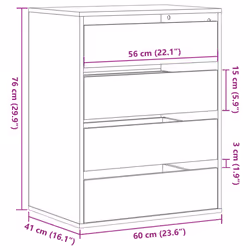 vidaXL Corner Chest of Drawers Storage Drawer Side Cabinet Engineered Wood - brown oak, 60 x 41 x 76 cm - Additional view 9
