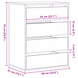 vidaXL Corner Chest of Drawers Storage Drawer Side Cabinet Engineered Wood - old wood, 60 x 41 x 76 cm