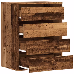 vidaXL Corner Chest of Drawers Storage Drawer Side Cabinet Engineered Wood - old wood, 60 x 41 x 76 cm - Additional view 4