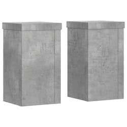 vidaXL Plant Stands Garden Plant Pot Holder Flower Stand 2 pcs Engineered wood - concrete grey, 10 x 10 x 18 cm