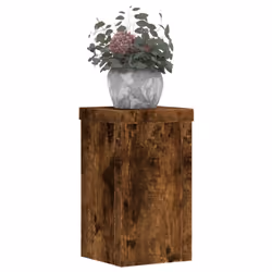vidaXL Plant Stands Garden Plant Pot Holder Flower Stand 2 pcs Engineered wood - smoked oak, 10 x 10 x 18 cm - Additional view 2