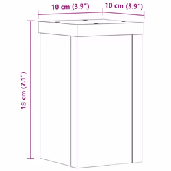 vidaXL Plant Stands Garden Plant Pot Holder Flower Stand 2 pcs Engineered wood - old wood, 10 x 10 x 18 cm - Additional view 3