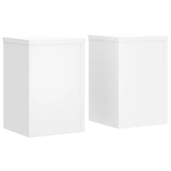 vidaXL Plant Stands Garden Plant Pot Holder Flower Stand 2 pcs Engineered wood - white, 25 x 25 x 35 cm