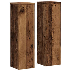 vidaXL Plant Stands Garden Plant Pot Holder Flower Stand 2 pcs Engineered wood - old wood, 17 x 17 x 60 cm