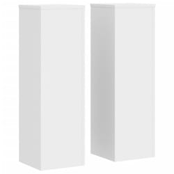 vidaXL Plant Stands Garden Plant Pot Holder Flower Stand 2 pcs Engineered wood - white, 25 x 25 x 80 cm