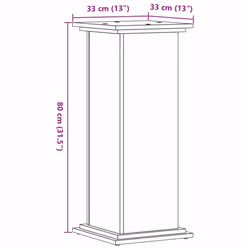 vidaXL Plant Stand Plant Pot Plant Holder Outdoor Flower Stand Engineered Wood - grey sonoma, 33 x 33 x 80 cm