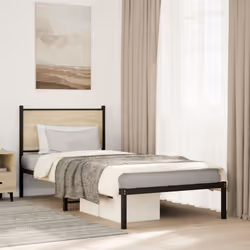 vidaXL Metal Bed Frame with Headboard Bed Base Bedstead Sonoma Oak 80x200 cm