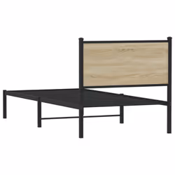 vidaXL Metal Bed Frame with Headboard Bed Base Sonoma Oak 90x190 cm Single - Additional view 6