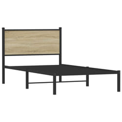 vidaXL Metal Bed Frame with Headboard Bed Base Bedstead Sonoma Oak 100x190 cm