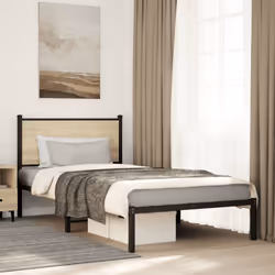 vidaXL Metal Bed Frame with Headboard Bed Base Bedstead Sonoma Oak 100x190 cm