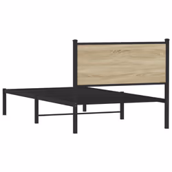 vidaXL Metal Bed Frame with Headboard Bed Base Bedstead Sonoma Oak 100x190 cm - Additional view 6