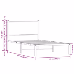 vidaXL Metal Bed Frame with Headboard Bed Base Bedstead Sonoma Oak 100x200 cm