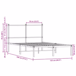 vidaXL Metal Bed Frame with Headboard Bed Sonoma Oak 120x190 cm Small Double