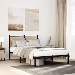vidaXL Metal Bed Frame with Headboard Bed Base Bedstead Sonoma Oak 120x200 cm