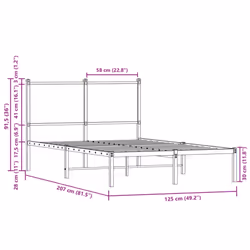 vidaXL Metal Bed Frame with Headboard Bed Base Bedstead Sonoma Oak 120x200 cm