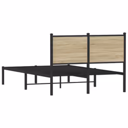 vidaXL Metal Bed Frame with Headboard Bed Base Bedstead Sonoma Oak 120x200 cm - Additional view 6