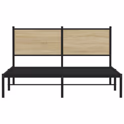 vidaXL Metal Bed Frame with Headboard Bed Base Bedstead Sonoma Oak 137x190 cm - Additional view 4