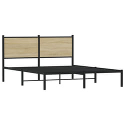 vidaXL Metal Bed Frame with Headboard Bed Base Bedstead Sonoma Oak 140x200 cm