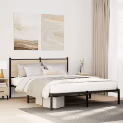vidaXL Metal Bed Frame with Headboard Bed Base Bedstead Sonoma Oak 140x200 cm