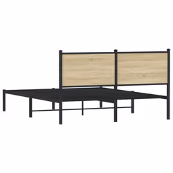 vidaXL Metal Bed Frame with Headboard Bed Base Bedstead Sonoma Oak 140x200 cm - Additional view 6