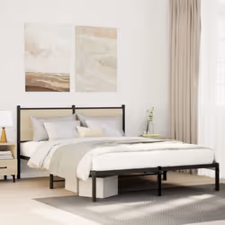 vidaXL Metal Bed Frame with Headboard Bed Sonoma Oak 150x200 cm King Size