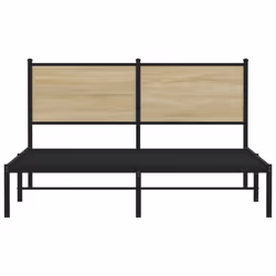 vidaXL Metal Bed Frame with Headboard Bed Sonoma Oak 150x200 cm King Size - Additional view 4