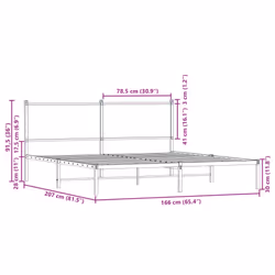 vidaXL Metal Bed Frame with Headboard Bed Base Bedstead Sonoma Oak 160x200 cm