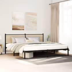vidaXL Metal Bed Frame with Headboard Bed Base Bedstead Sonoma Oak 193x203 cm