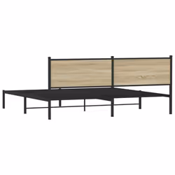 vidaXL Metal Bed Frame with Headboard Bed Base Bedstead Sonoma Oak 193x203 cm - Additional view 6