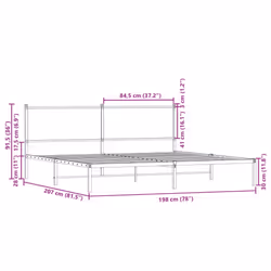 vidaXL Metal Bed Frame with Headboard Bed Base Bedstead Sonoma Oak 193x203 cm - Additional view 9