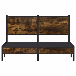 vidaXL Metal Bed Frame with Headboard Bed Base Bedstead Smoked Oak 140x190 cm - Additional view 4